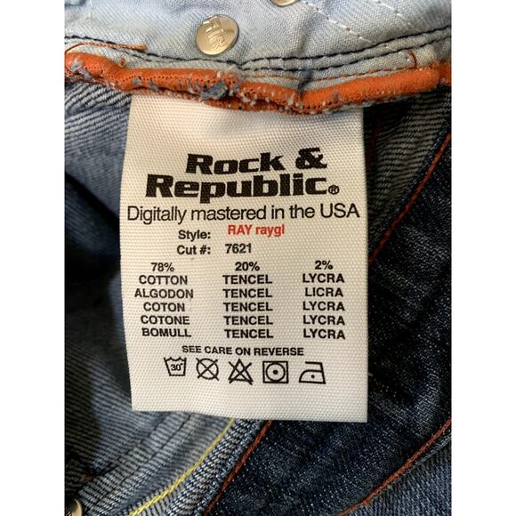 Rock & Republic Jeans Women Size 27 32x33 Blue Low Rise Wide Bottom Medium Wash - Picture 16 of 16